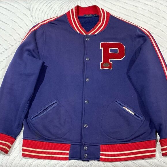 Polo Ralph Lauren Fleece Football Varsity Letterman Jacket Men's XL. - Picture 1 of 8